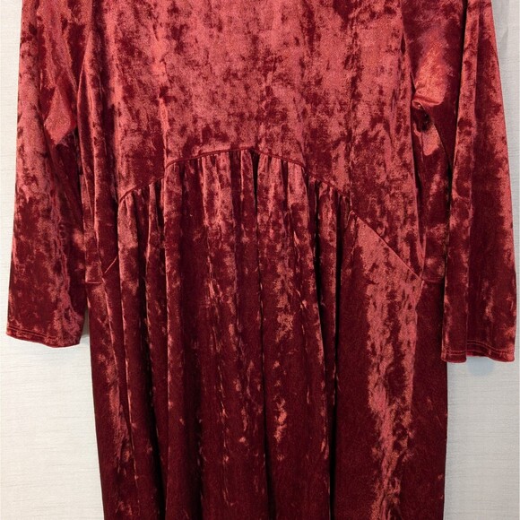 Honeyme Women's SM Velvet Velour Peplum Tunic Rusty Red Whimsygoth Bohemian Boho - Picture 9 of 16